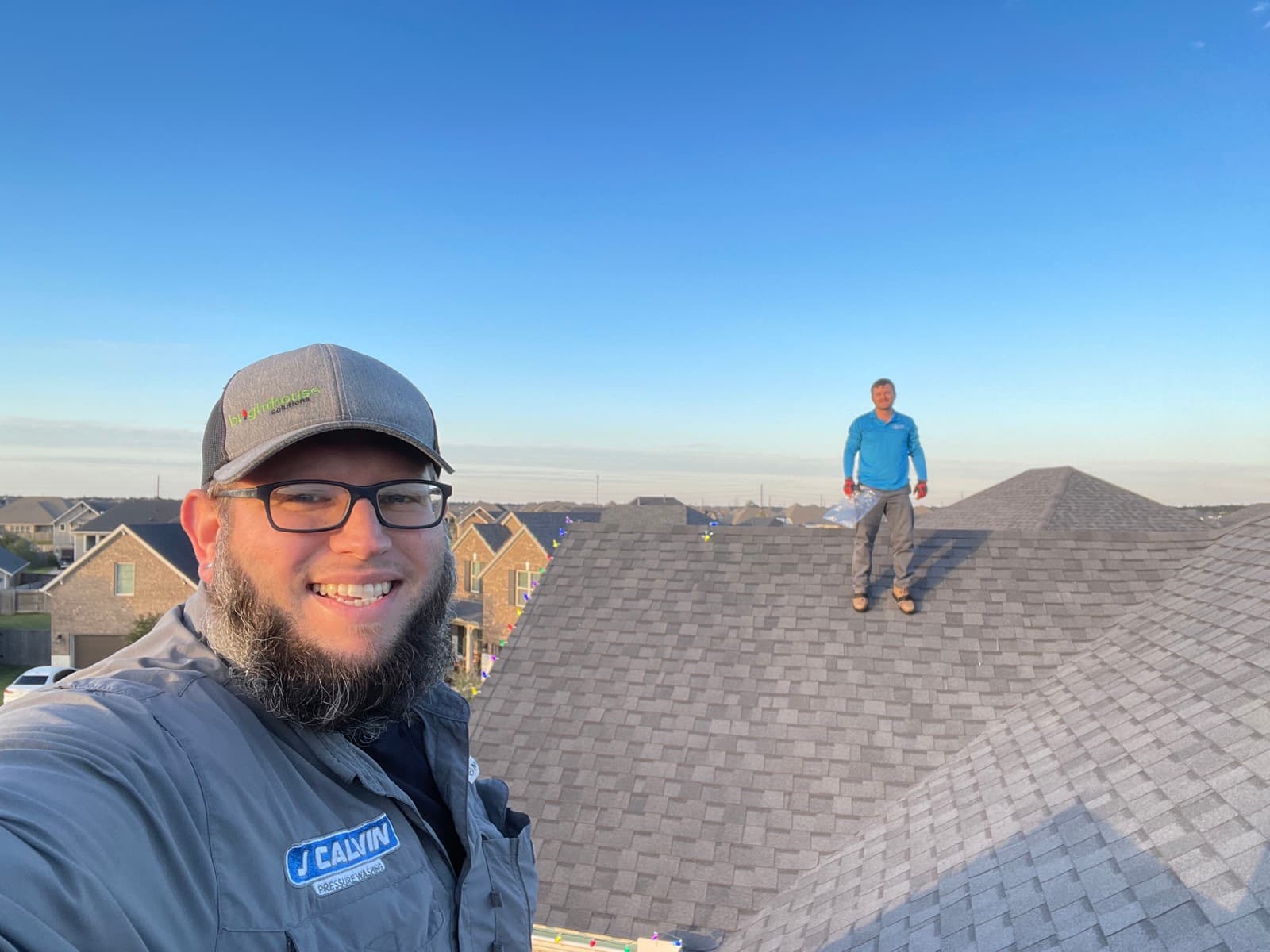 Trey Clawson on a rooftop job site